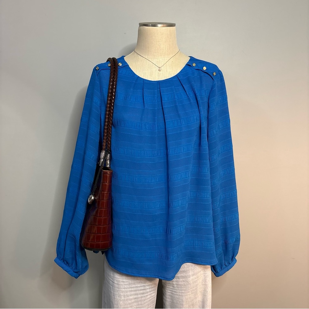 Liz Claiborne Royal Blue Blouse with Shoulder Buttons